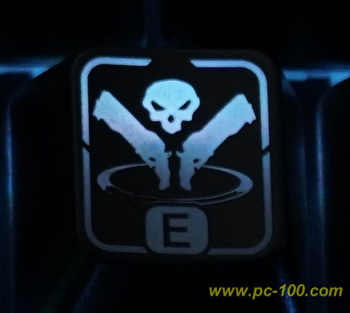 Egendefinert kjennetegnet nøkkel caps med lasergravert spesielle mønstre for mekanisk gaming tastatur:  Evne til knappen "E"