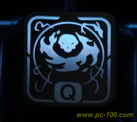 Custom featured key caps with laser-engraved special patterns for mechanical gaming keyboard:  Ability button "Q"
