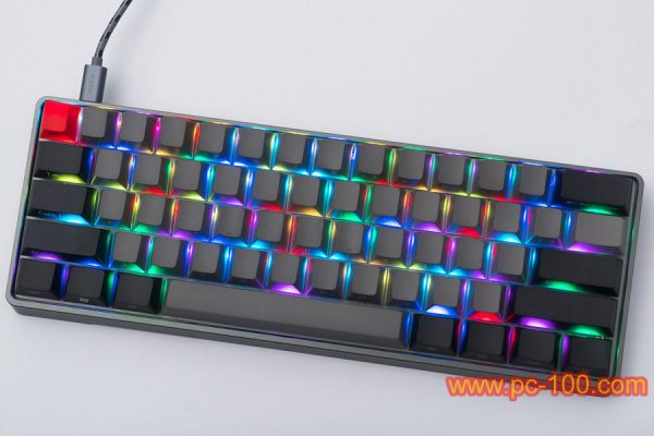 Poker layout GH60 programmable mechanical keyboard, RGB backlight effects