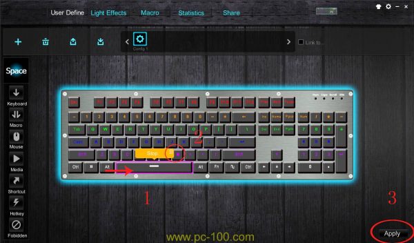 Remove media setting shortcut in mechanical gaming keyboard driver software