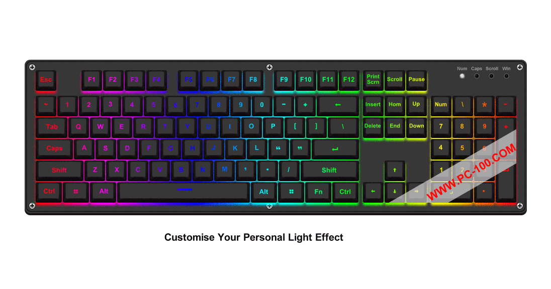 Custom back light effects for mechanical keyboard