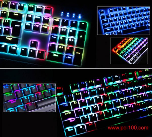 Hermosa & magnífica RGB a todo color luz de fondo del teclado mecánico