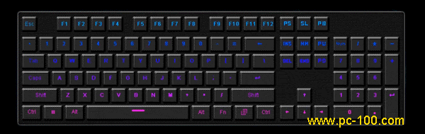 Efecto de la onda de arco iris de juegos mecánicos teclado RGB luz trasera