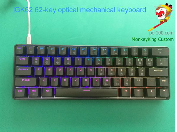 62-centrale RGB baggrundsbelyst kompakt mekanisk tastatur, hot swappable optisk mekaniske switche, med dedikeret piletasterne, bedste køb 60% tastatur
