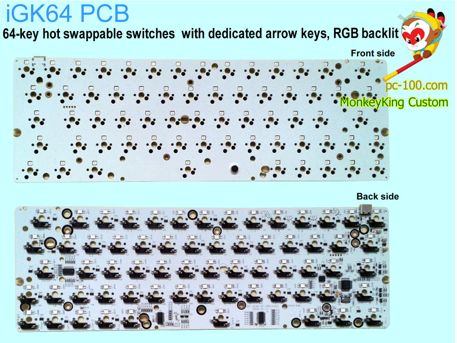 iGK64 RGB ホット スワップ可能なチェリー mx メカニカル キーボード 