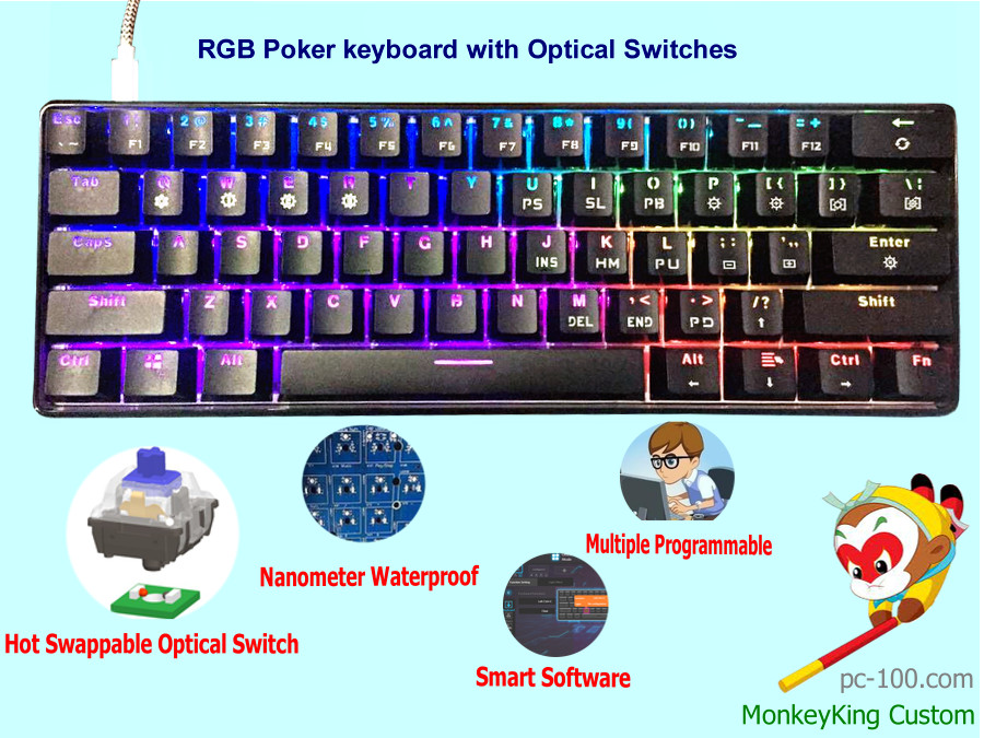best cheapest 61-key RGB programmable mechanical keyboard built-in optical switches in 2017