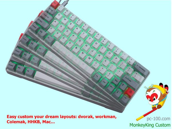 personalizar diseños de sueño 60% teclado: Dvorak, obrero, Colemak, HHKB, Teclado mecánico compatible Mac