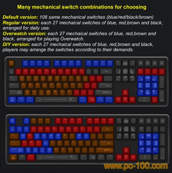 To get the best experience, players may DIY their switch-combination for the mechanical gaming keyboard according to their own habbit and hobby