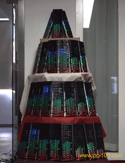 A music-activated dancing Christmas tree made from mechanical gaming keyboards and their backlights