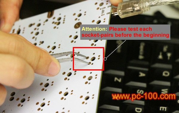 To test the socket-pairs in GH60 mechanical keyboard PCB
